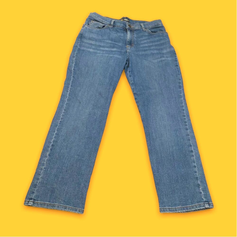 Lee Petites Relaxed Fit Straight Leg Mid-Rise Med Wash Denim Blue Jeans 30in/8